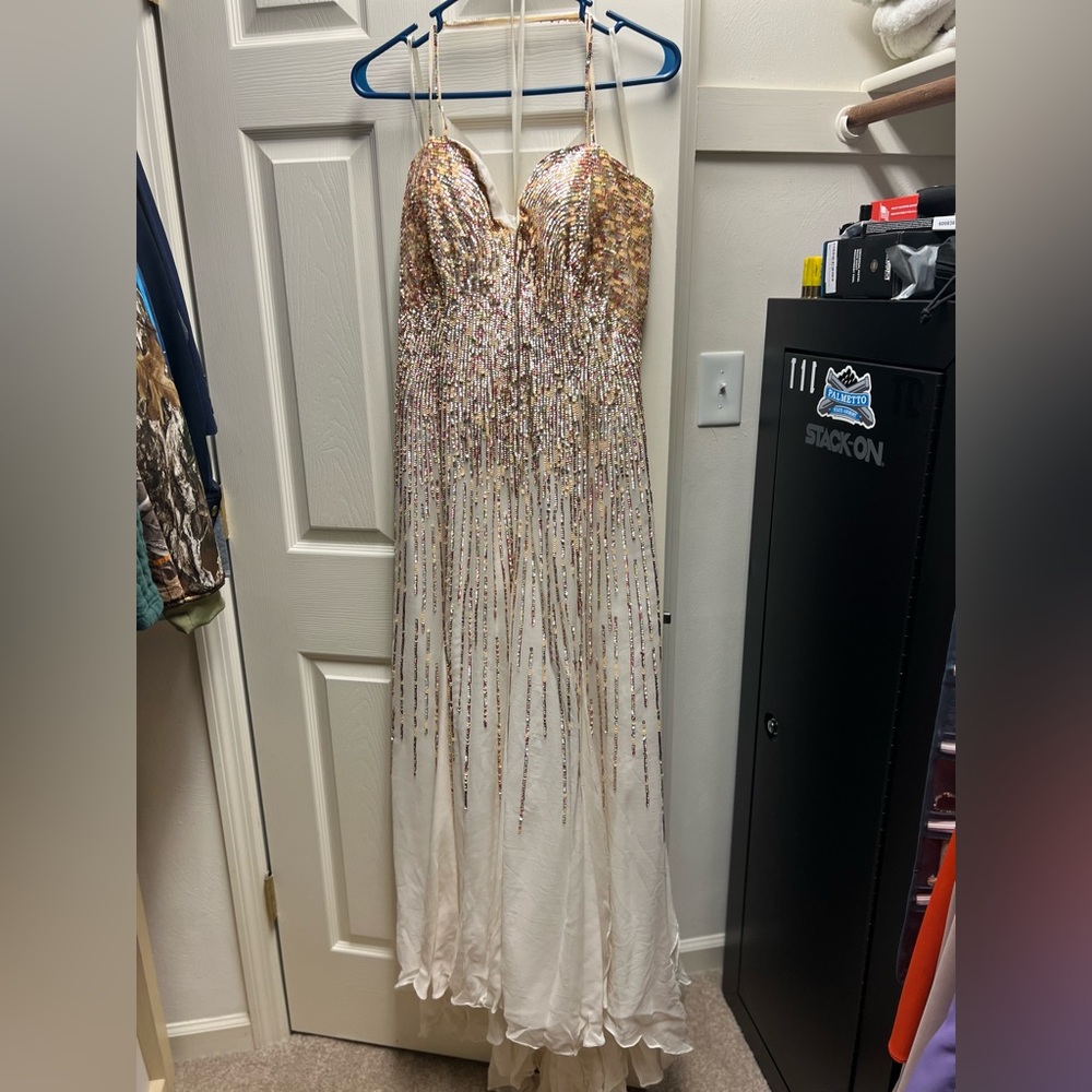 Terani Long Formal/Prom pure silk Sequined Dress GORGEOUS